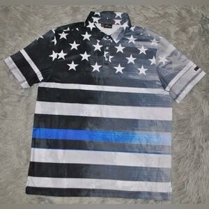 YATTA GOLF Gray Black American Flag Polo Shirt size XXL Mens NWOT